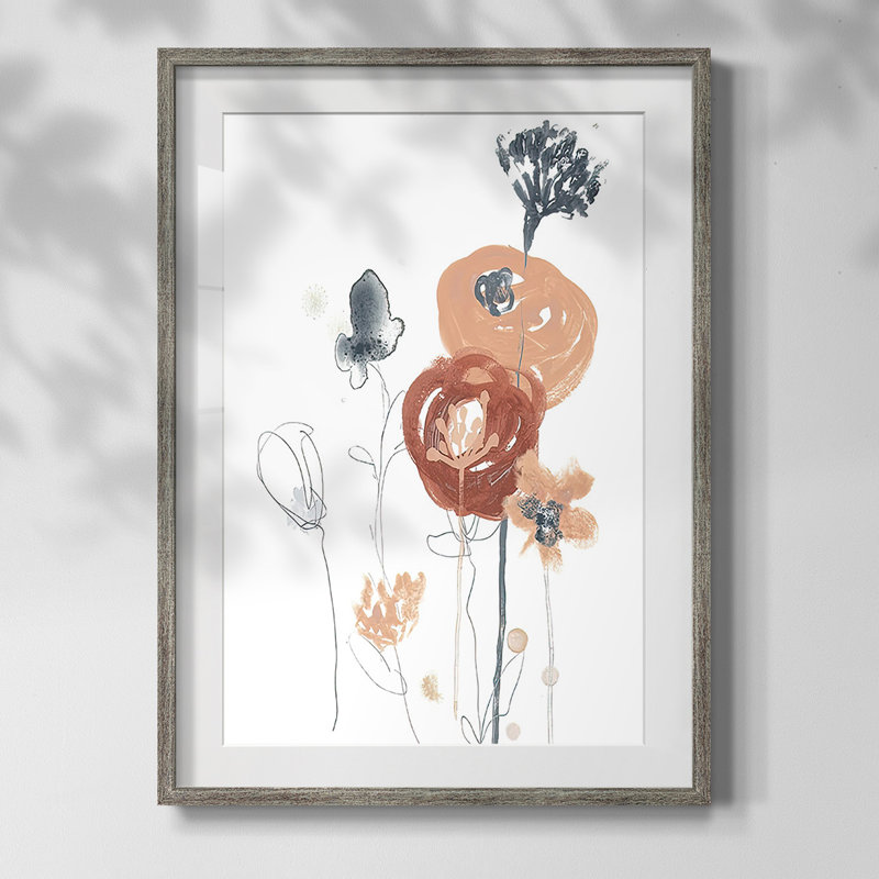 «Terracotta Drift II», reproduction encadrée, Blanc, Papier encadré argent vieilli