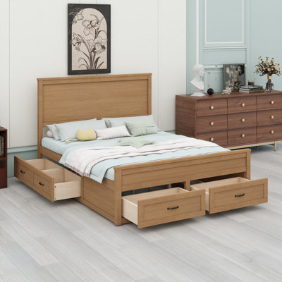 Base de lit en bois avec tiroirs