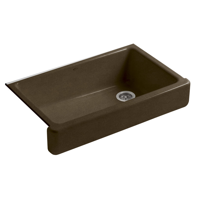 Whitehaven Self-Trimming 36" L x 22" W Farmhouse Kitchen Sink, Black/Tan
