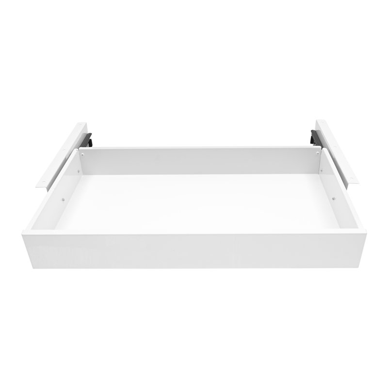 Under Desk Mounted Sliding Pull-Out Drawer Storage Organizer, White