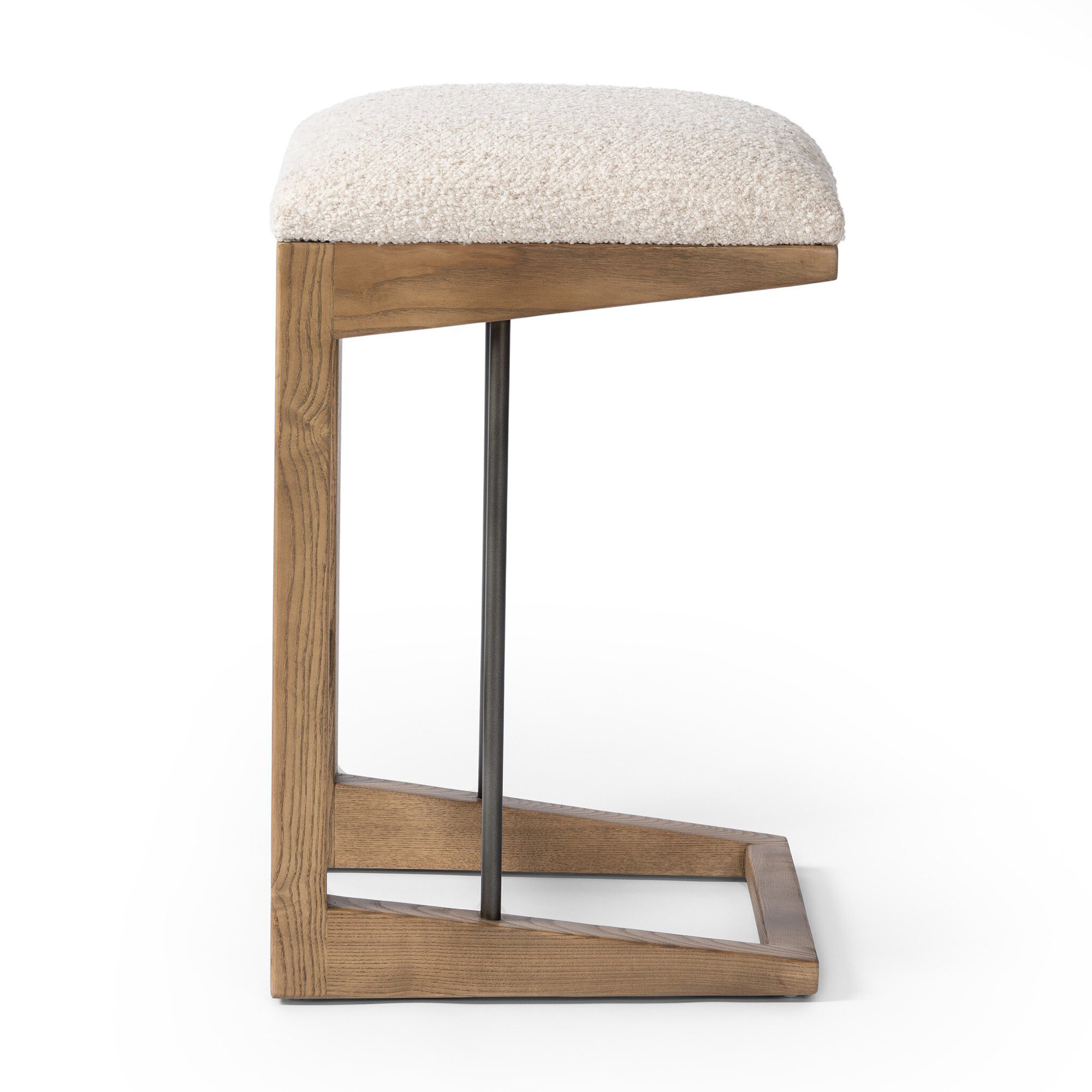 Cicily Bar Stool, Ivory, Toast Ash Solid, Short Stool (27" Seat Height)