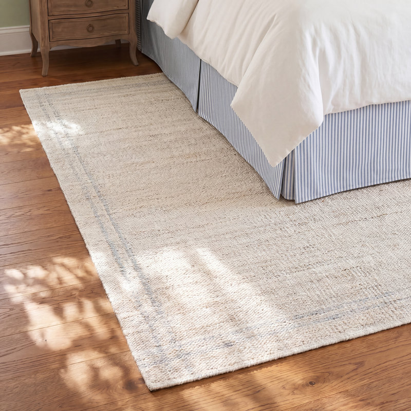 Lavande Wool Area Rug in Ivory, Rectangle 6' x 9'