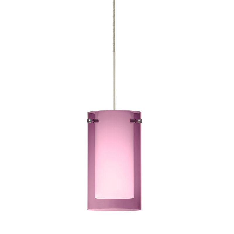 Morena 1 - Light Single Pendant, LED, Satin Nickel, Transparent Amethyst/Opal