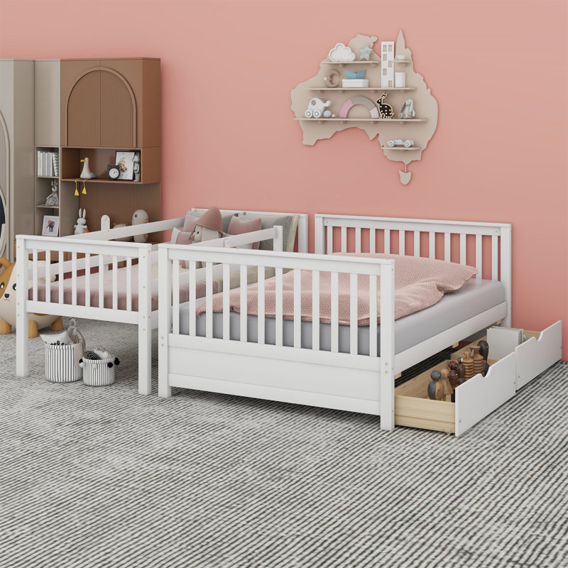 Bunk Bed with Ladder and Drawers, White