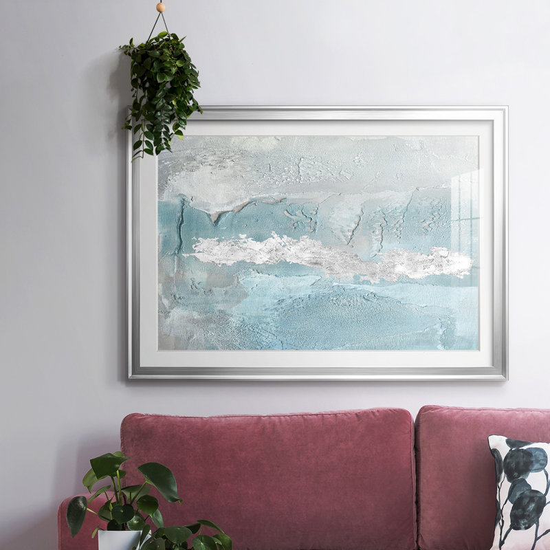 Blue Mist II, impression sur papier encadrée, Argent, H 30 po x l 44 po x P 1,5 po