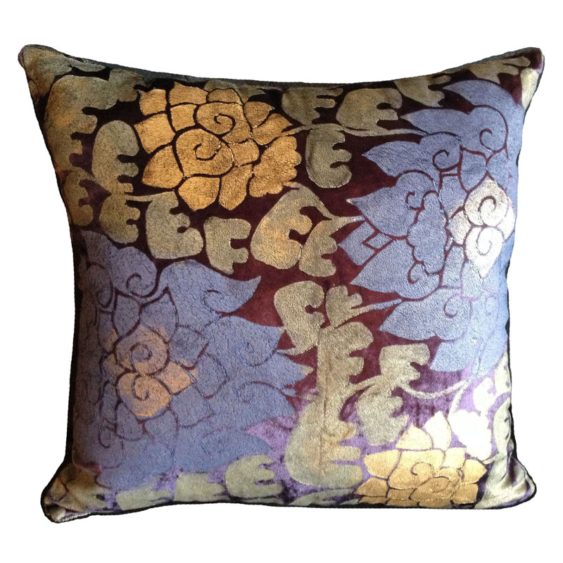 Lotus Flower Velvet Square Pillow Cover, Velvet, Square 16"