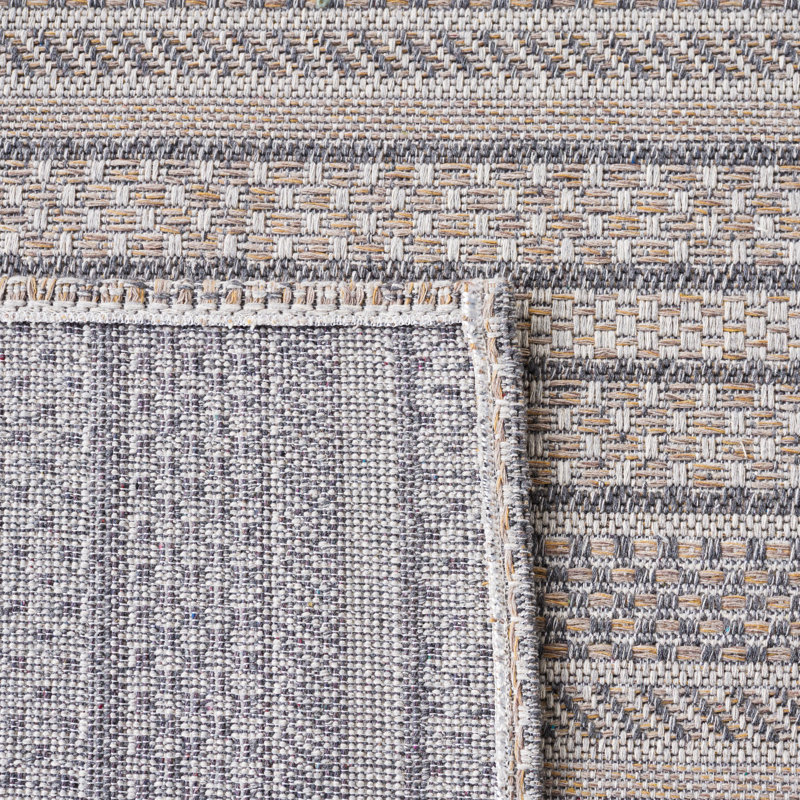 Tapis rayé en coton gris / taupe Martha Stewart, Rectangle 5 pi x 7 pi