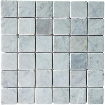 Carrelage mosaïque en marbre blanc Carrara