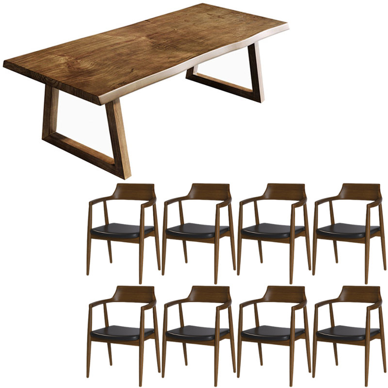Ensemble de table de salle à manger en bois massif de style américain, H 29,5 po x L 86,6 po x l 35,4 po