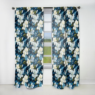 Azure Mirage Tropical Motif I - Rideau floral - Rideau floral obscurcissant - 1 panneau