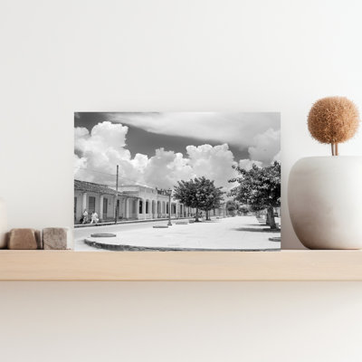 1950s STREET SCENE WITH TREES IN THE CENTRAL BOULEVARD OF PINAR DEL RIO PINAR DEL RIO PROVINCE CUBA by H. Armstrong Roberts - Wrapped Canvas Print