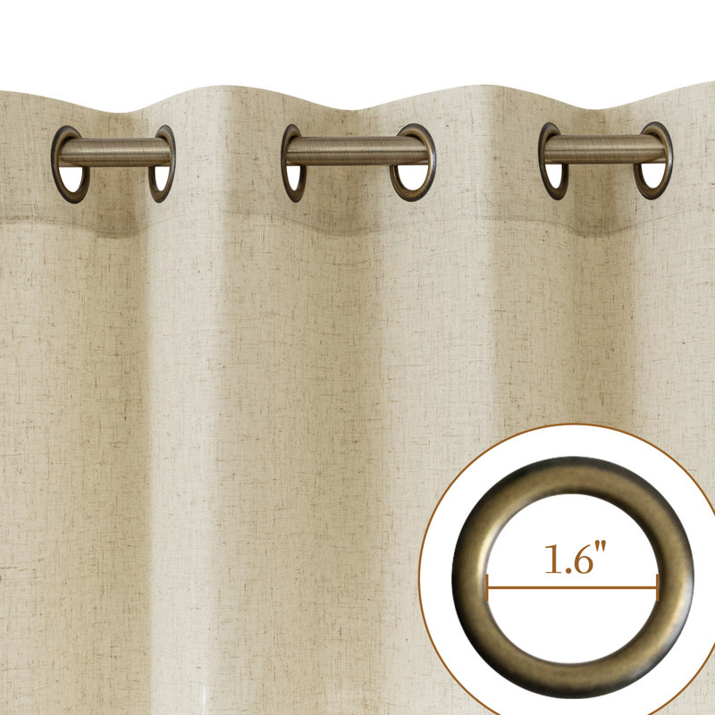 Paire de rideaux semi-transparents avec œillets Vollmar, L 52 po x L 84 po, Lin lin