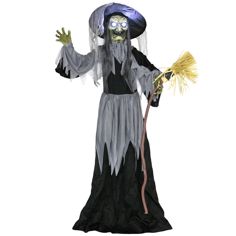 Décoration animée d'Halloween, sorcière d'Anmatronique, noir