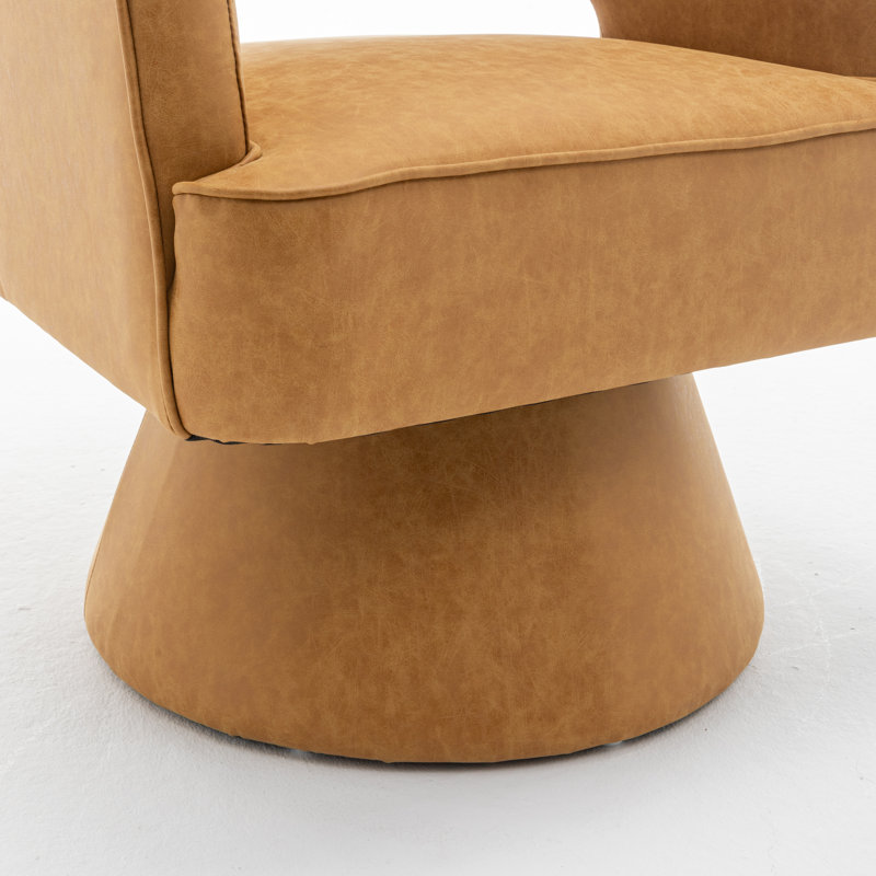 Fauteuil demi-tonneau pivotant de 28 po Kenzlee, Yellow Polyester