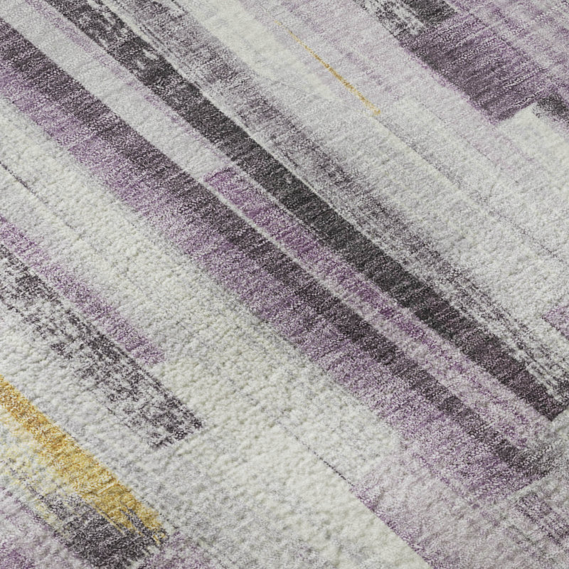 Premium Machine Washable Mayfield AMF2255 Striped Rug, 9' x 12', Lavender