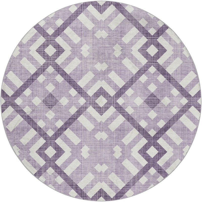 Tapis à poil long de qualité supérieure lavable à la machine ADS616, Purple, 8' Round