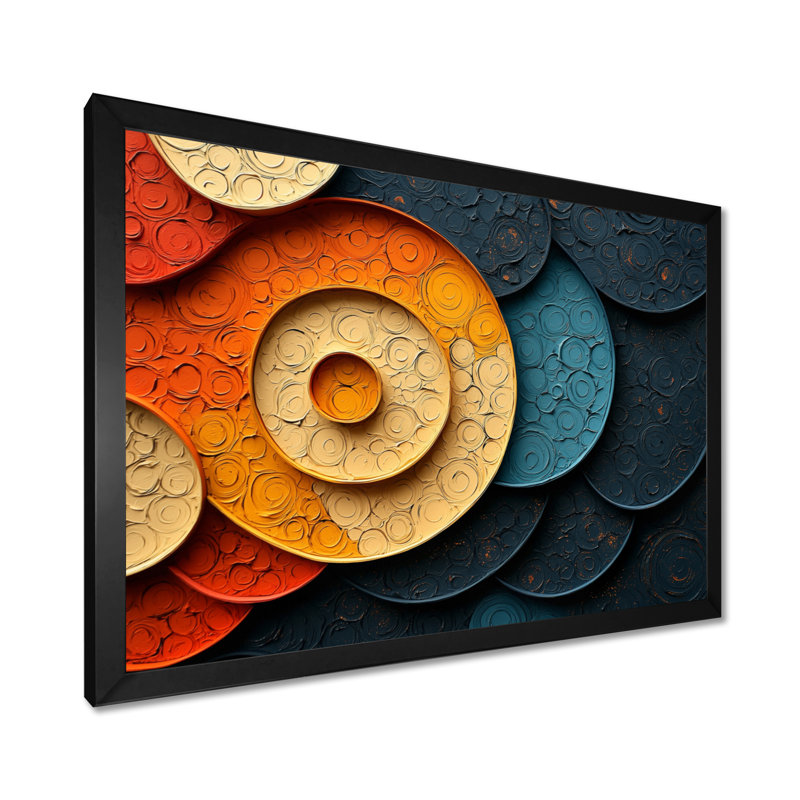 Géométrique, éclipse de biomorphisme, galaxie IV - spirales abstraites, art mural, Cadre simple, H 34 po x l 44 po, Noir
