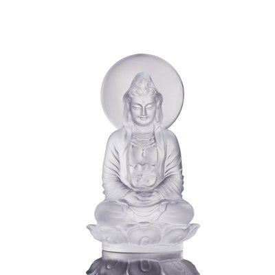 Crystal Guanyin Sculpture, "Accompanied By Ease"