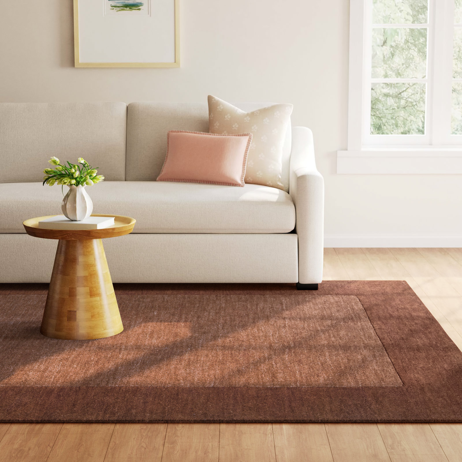 Dolma Handmade Wool Brown Rug, Rectangle 8' x 11'