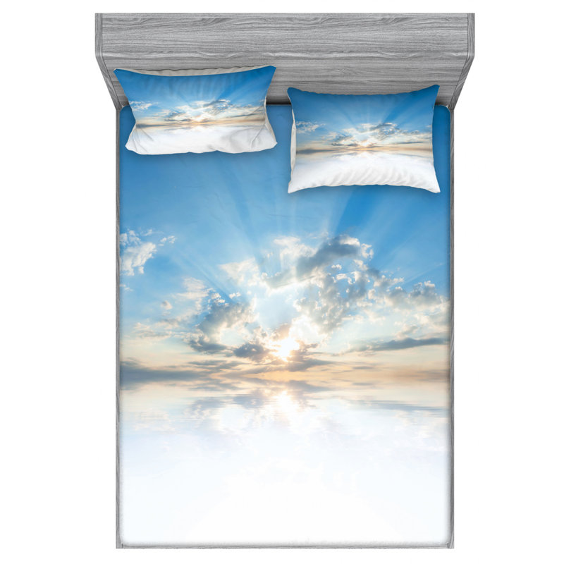 Clouds Microfiber Sheet Set, Queen Sheet Set with Fitted Sheet