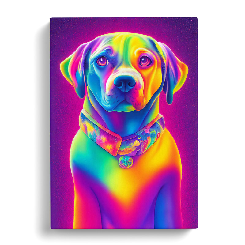 Neon Dog No.2 - Wrapped Canvas, 50cm H x 35cm W x 3cm D