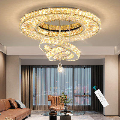 Lustre rond en cristal à 3 niveaux