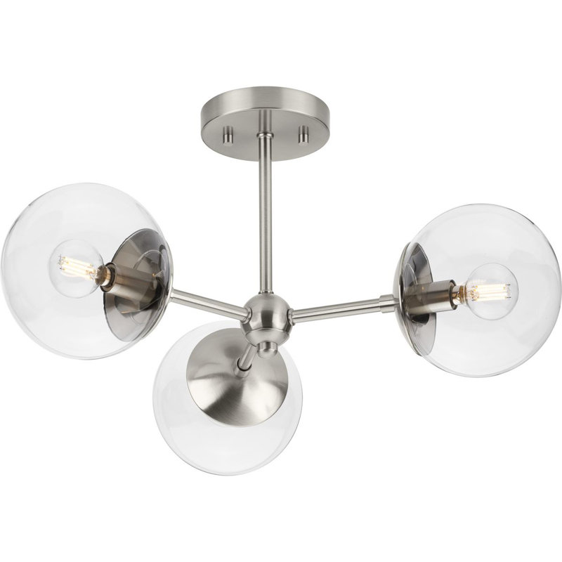 Plafonnier semi-encastré en verre Ottmar, Nickel brossé