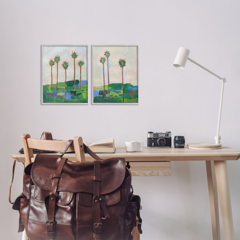  «Brushed Palm Landscape», ensemble de 2 estampes numériques par Jan Weiss, Estampe numérique Farmhouse, H 14 po x l 11 po