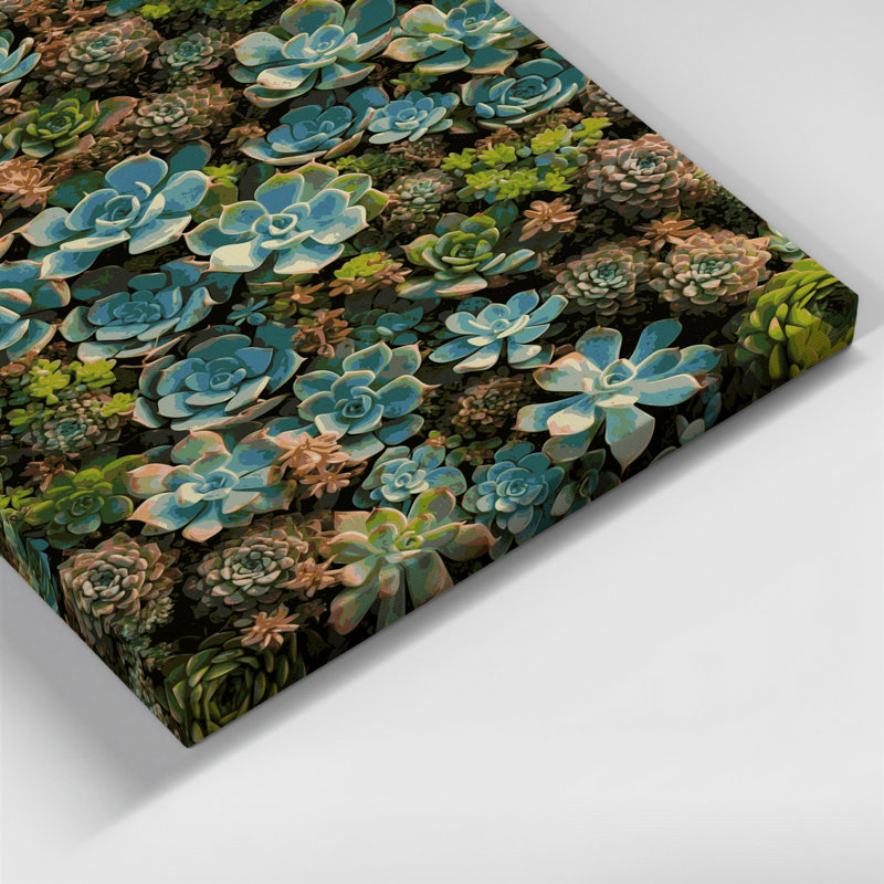 "Watercolor Botanical 83", art mural sur toile verte, H 24 po x l 36 po