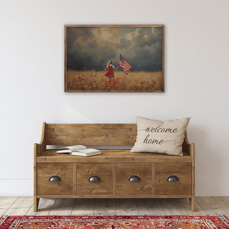 Impression rectangulaire sur bois, H 5 po x l 8 po