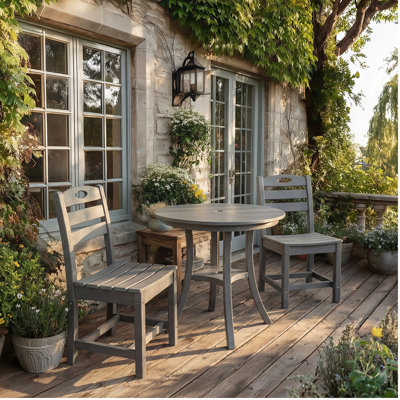 3-Piece HDPE Outdoor Patio Bistro Set with Round Table and 2 Chairs, Perfect for Small Spaces and Modern Decor