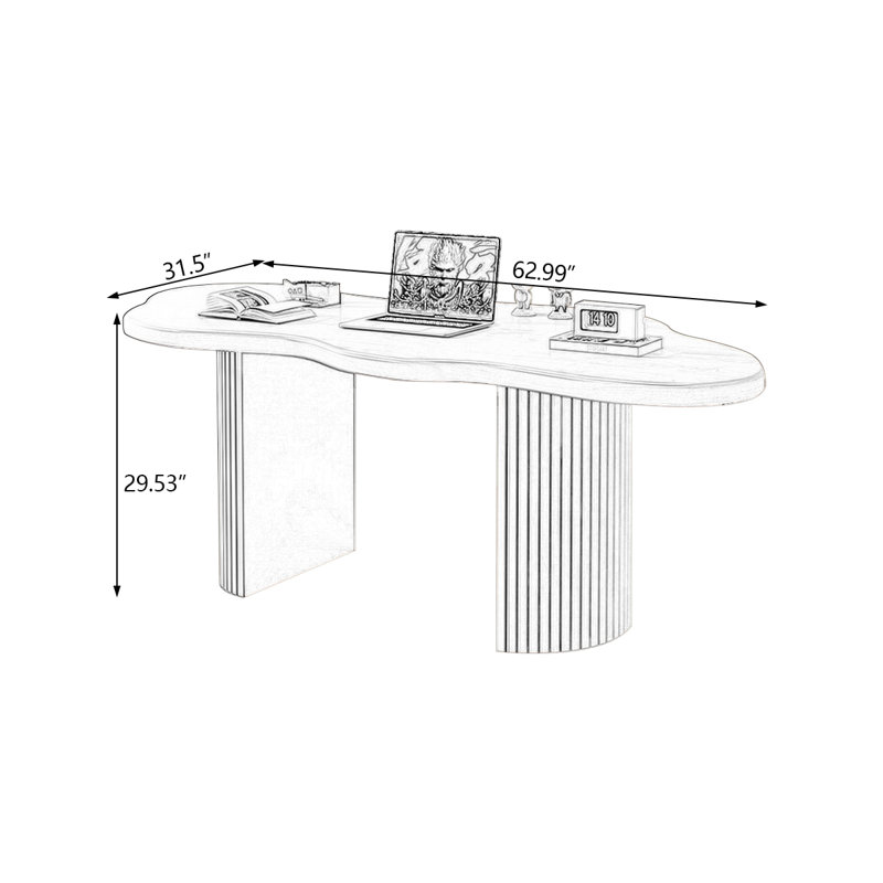 Bureaux en bois massif brun Free Form, H 29,53 po x l 62,99 po x P 31,5 po