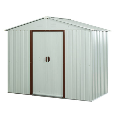 8ft X 4ft Metal Shed With Galvanized Steel And Foundation Outdoor Hooks