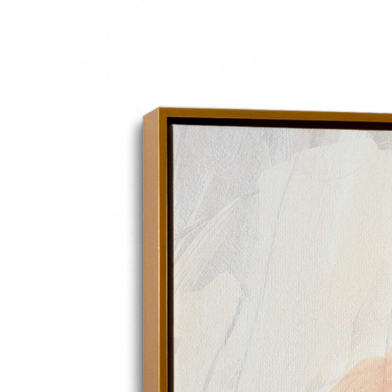 Doux rosé et crème, ensemble abstrait de 2, H 31 po x l 42 po, Polished Gold Floater Framed