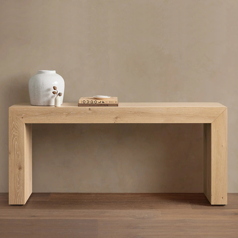 Console américaine de style américain, H 29,5 po x l 78,7 po x P 13,8 po, Bois naturel