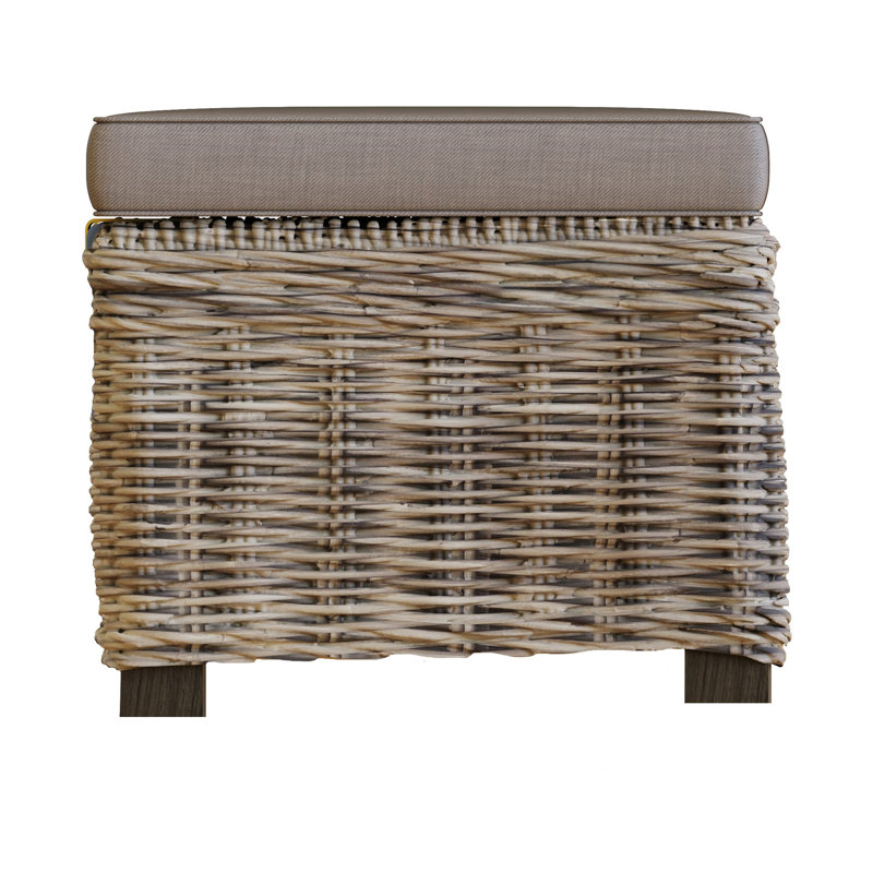 Aliyaha Handmade Kubu Rattan Stool Seat. Lift Top Ottoman Storage. Lined Interior.