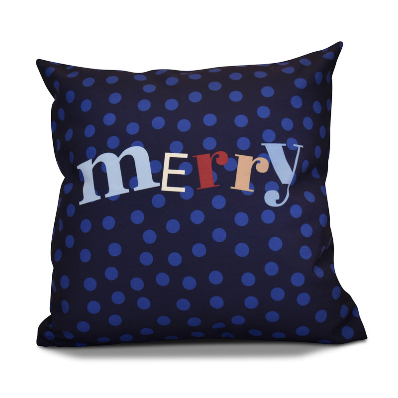 Housse et insert de coussin décoratif côtier de Noël Merry Christmas, H 20 po x l 20 po, Bleu marine