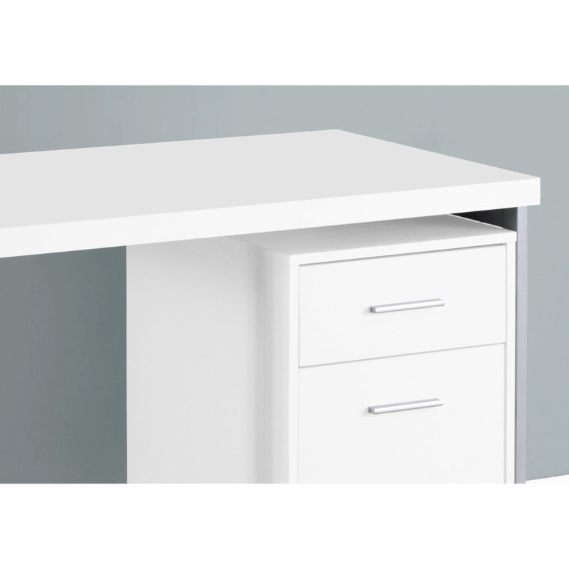 Bureau d'ordinateur blanc avec structure en métal gris, l 48 po, bureau à domicile, rangement pratique moderne pour le travail et l'apprentissage, l 48 po, stratifié, métal