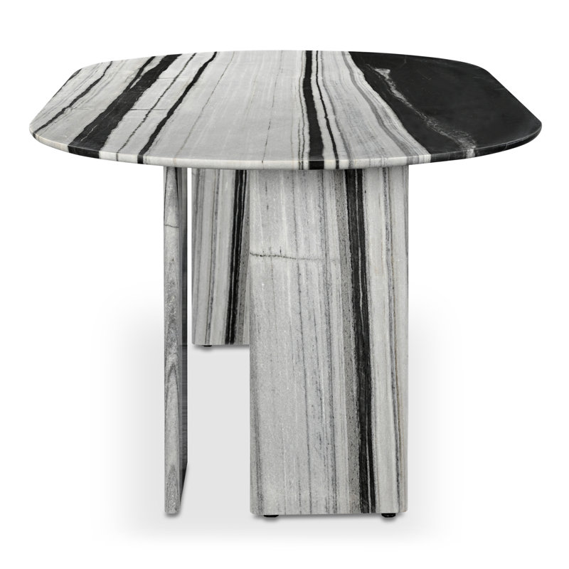 Arian 72'' Oval Marble Dining Table, Panda