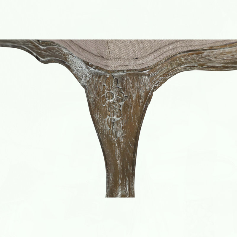 Repose-pieds décoratif avec structure en bois gris patiné