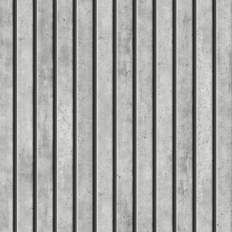 Fresco Concrete Slats Grey 10m x 52cm Matte Wallpaper Roll