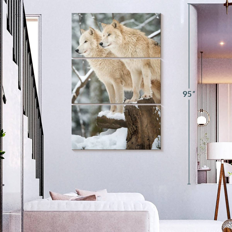 Deux loups Brampt, H 74 po x l 48 po