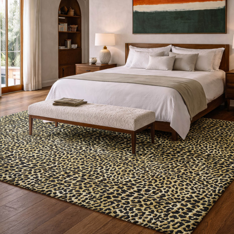 Premium Machine Washable Dream Shag Leopard Rug, Gilded, 5' x 7'6"