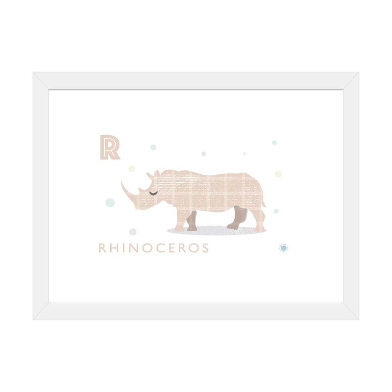 Rhino - imprimé, Papier encadré blanc, Blanc, H 24 po x l 32 po x P 1 po