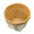 Set Of 2 White And Brown Cement Planters With V Pattern, L:D10x8"  S:D8x6.5"