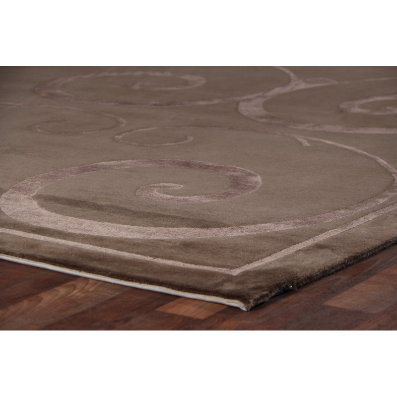Super Tibetan Abstract Area Rug in Taupe/Beige, Rectangle 9' x 12'