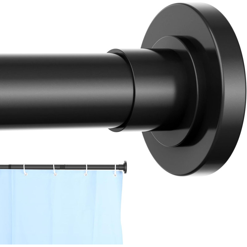 Tringle de rideau de douche réglable en acier inoxydable avec tension de ressort, antirouille et facile à installer, aucun outil requis