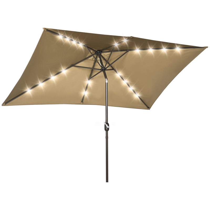 Parasol de marché rectangulaire lumineux 6 pi 4 po x 9 pi 8 po Mungo, Café clair