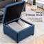 Bleu avec rangement à rabat. Style rétro pour l'intérieur. Tissu doux, espace de rangement abondant, configuration de charnière sécurisée. Des chambres design. Coussin, grand volume, assemblage stable