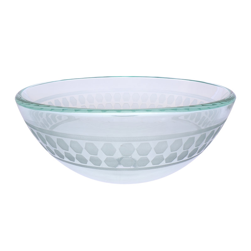 Novatto 16.5'' Clear Glass Circular Bathroom Sink, Chrome